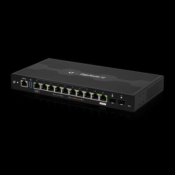 Ubiquiti EdgeRouter 12 - 10-Port Gigabit Router, 2 SFP Ports- 24v Passive PoE In and Out (Limited) - 1GHz Quad Core Processor - 1GB RAM,  2Yr War-0