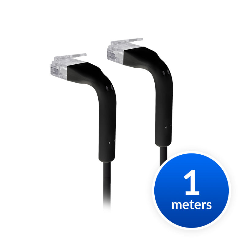 Ubiquiti UniFi Patch Cable Single Unit, 1m, Black, End Bendable to 90 Degree, RJ45 Ethernet Cable, Cat6, Ultra-Thin 3mm Diameter, 2Yr Warr-0
