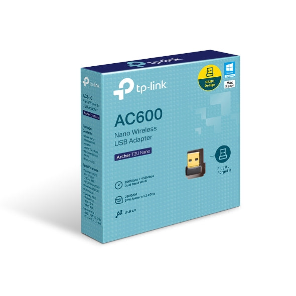 TP-Link Archer T2U Nano AC600  Wi-Fi USB Adapter,433Mbps at 5GHz + 200Mbps at 2.4GHz, USB 2.0-0