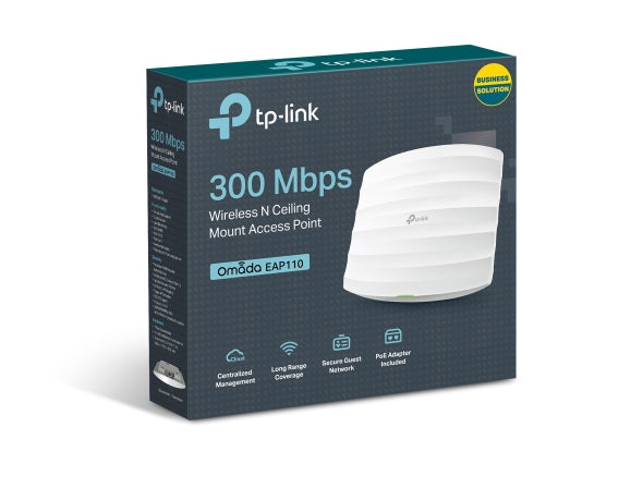 TP-Link EAP110 Omada 300Mbps Wireless N300 Ceiling Mount Access Point 1x1Gbps RJ45 PoE 1x Console Port 2x4dBi Omni Internal Antenna,Omada-0