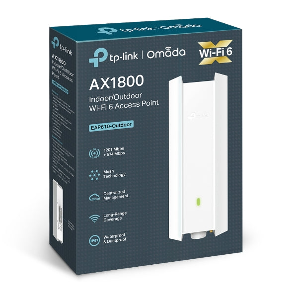 TP-Link EAP610-Outdoor Omada AX1800 Indoor/Outdoor WiFi 6 Access Point, 1.8 Gbps, Long Range Coverage, IP67 Weatherproof, OFDMA, MU-MIMO-0