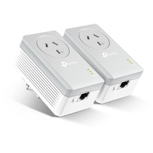 TP-Link TL-PA4010P KIT AV600 Powerline Adapter with AC Pass Through Starter Kit 600Mbps HomePlug AV 1x100Mbps LAN Power Socket 300m ~TL-PA4016P KIT-0