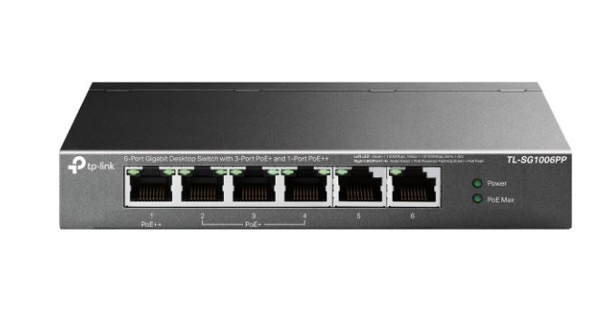 TP-Link TL-SG1006PP 6-Port Gigabit Desktop Switch with 3-Port PoE+ and 1-Port PoE++-0