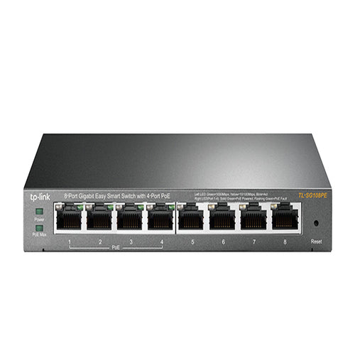 TP-Link TL-SG108PE 8-Port Gigabit Easy Smart Switch with 4-Port PoE, 55W IEEE 802.3af, Fanless, VLAN Features-0