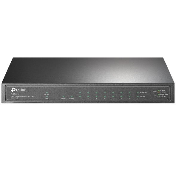 TP-Link TL-SG1210P 10-Port Gigabit Desktop Switch with 8-Port PoE+ IGMP Snooping 1 Gigabit SFP Slot, Fanless-0