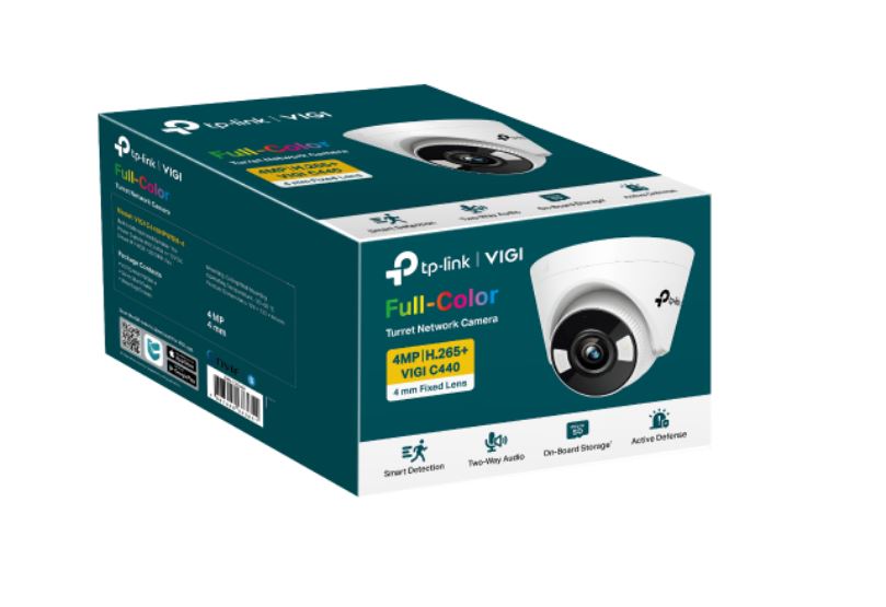 TP-Link VIGI 4MP C440(4mm) Full-Colour Turret Network Camera, 4mm Lens, Smart Detection, 3YW-0