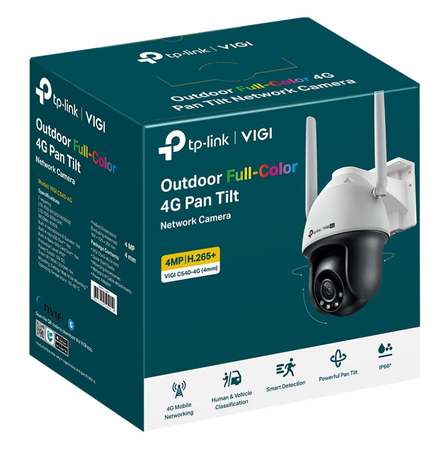 TP-Link VIGI 4MP C540-4G(4mm) Outdoor Full-Color 4G Pan Tilt Network Camera, 4mm Lens, 4G Mobile Networking, Automatic Tracking, 360° Monitoring_-0