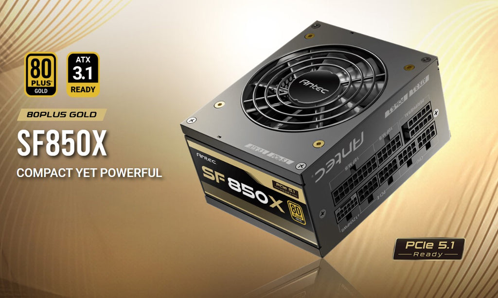 Antec SFX 850w 80+ Gold, Fully-Modular, ATX 3.1, PCI-E 5.1, 92mm Silent Fan, Japanese Caps, Zero RPM, Compact Power Supply, PSU,7 Years Warranty 2024-0