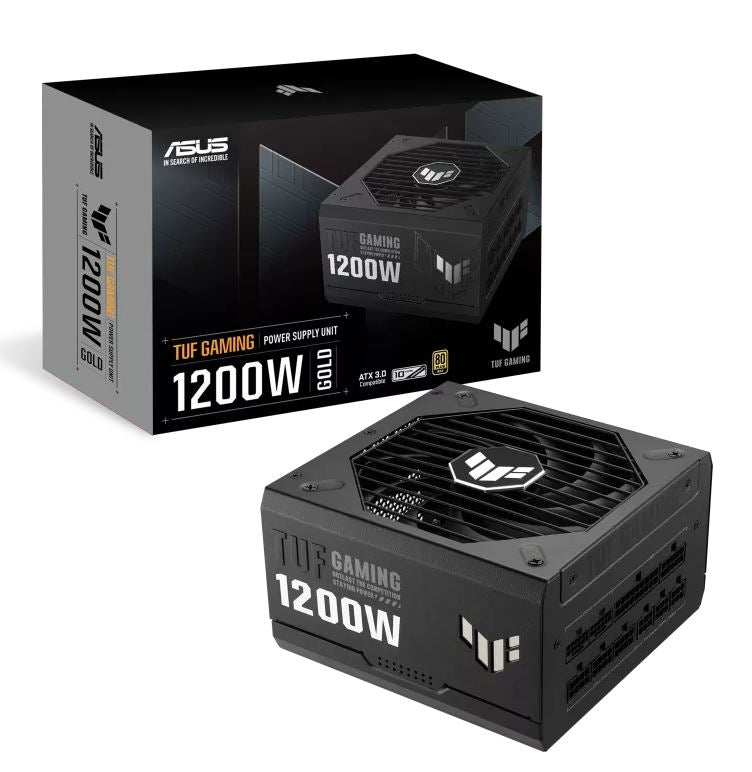 ASUS TUF-GAMING-1200G 1200W 80 Plus Gold Fully Modular PSU, Japanese Capacitors.135mm Fan, Dual Ball Fan Bearings, 10YW-0