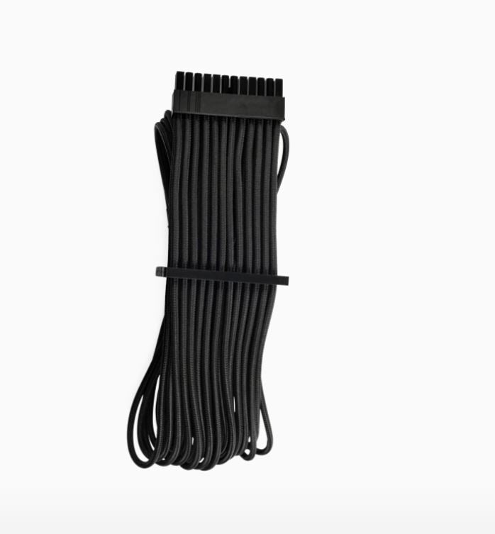 For Corsair PSU - BLACK Premium Individually Sleeved ATX 24-Pin Cable Type 4 Gen 4 – Black-0