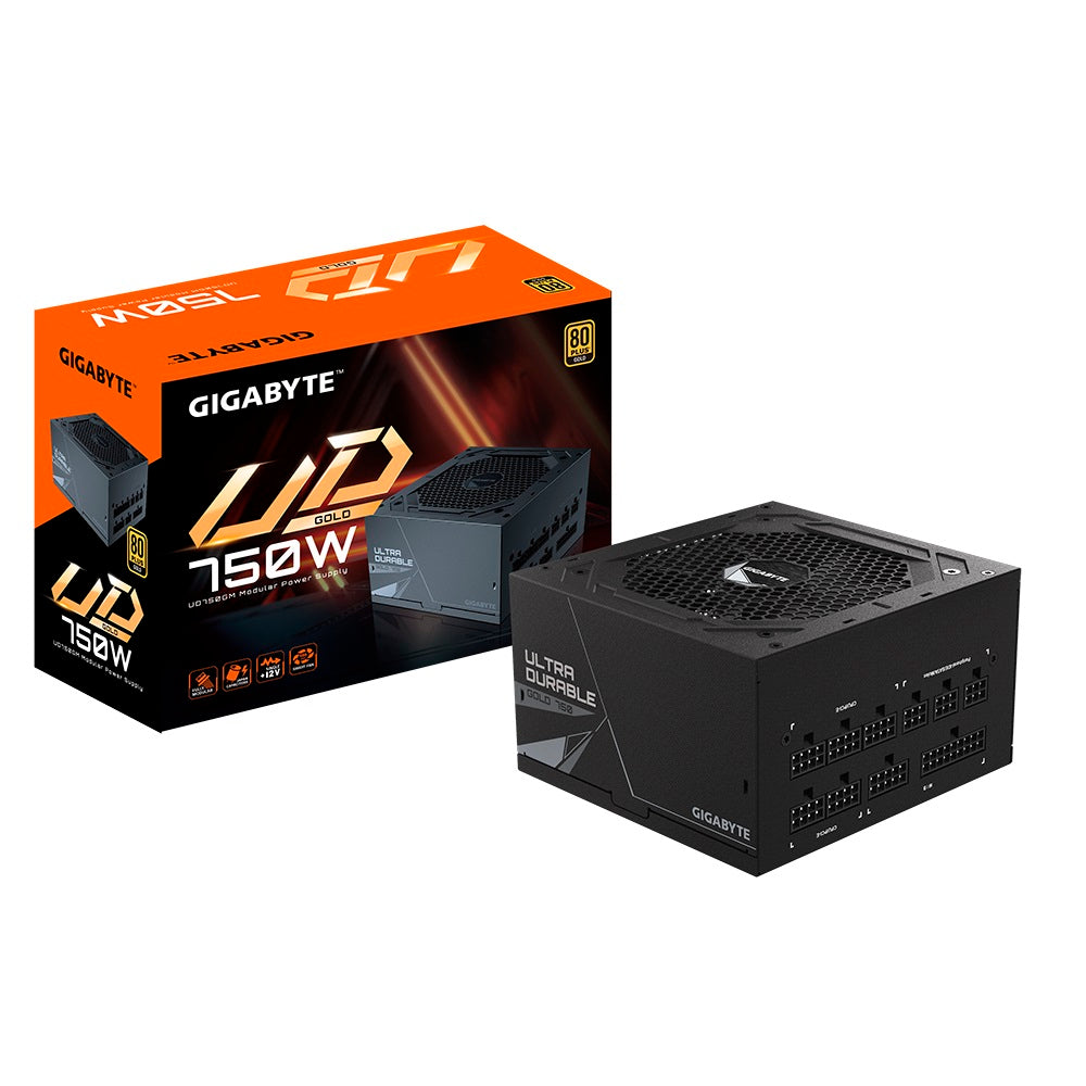 Gigabyte UD750GM 750W ATX PSU Power Supply  80+ Gold >90%  Black Flat Cables Single +12V Rail Japanese  >100K Hrs-0