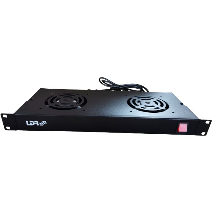 LDR 2 Way Rackmountable Fan Kit with power switch - 2x Fans - 1U Size - Black Metal Construction-0