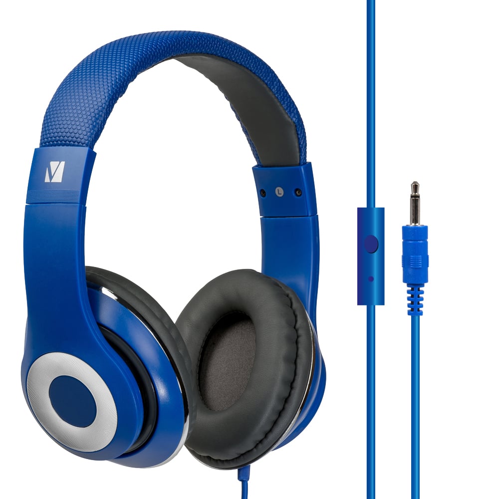 Verbatim's Over-Ear Stereo Headset - Red Headphones - Ideal for Office, Education, Business, SME (BLUE)-0