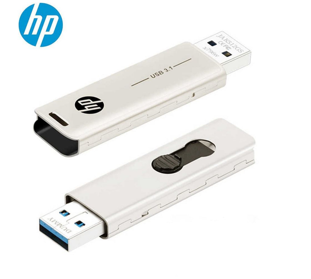 (LS) HP X796W 64GB USB 3.1 Type-A 70MB/s Flash Drive Memory Stick Thump Key 0°C to 60°C 5V Capless Push-Pull Design External Storage for Windows 10 11-0
