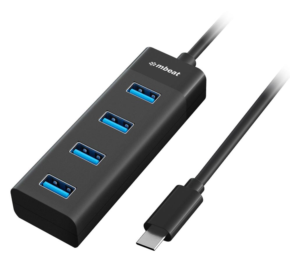 mbeat® USB-C to 4-Port 3.0 Hub - Black-0