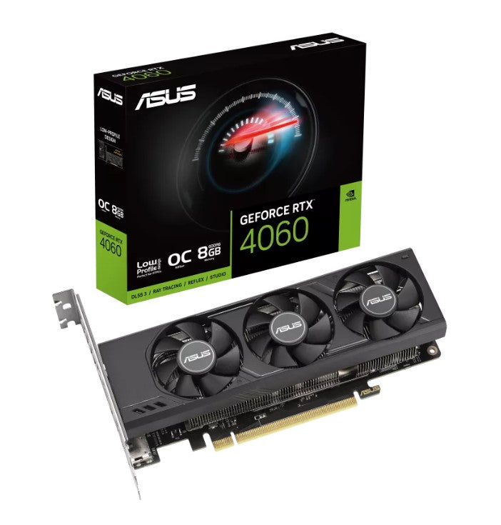 ASUS nVidia GeForce RTX4060-O8G-LP-BRK  RTX4060 LP BRK OC Edition 8GB GDDR6 2490MHz Boost Clock, RAM 17Gbps, 2xDP, 2xHDMI-0