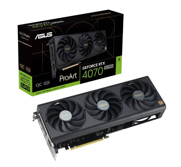 ASUS nVidia GeForce PROART-RTX4070S-O12G RTX4070 SUPER OC Edition 12GB GDDR6X, 2535MHz Boost Clock, RAM 21Gbps, 3xDP, 1xHDMI, 300x120x50 mm-0