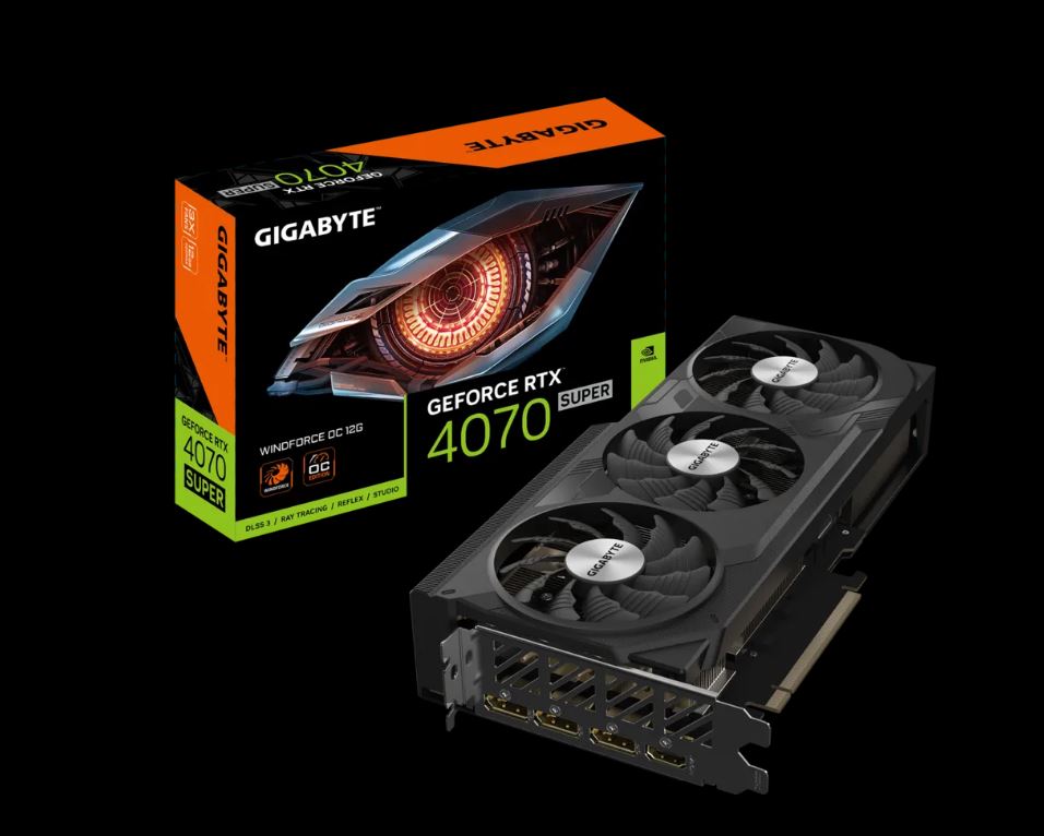 Gigabyte nVidia GeForce RTX 4070 Super WINDFORCE OC 12GD GDDR6X Video Card, PCI-E 4.0,7168 CUDA Cores, 3x DP 1.4a, 1x HDMI 2.1a-0