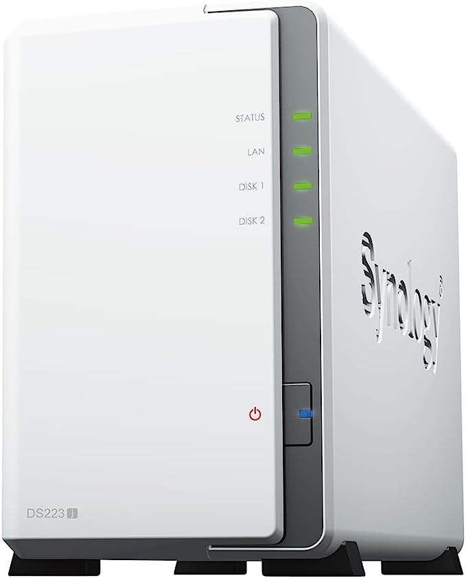 Synology DiskStation DS223J 2-Bay 3.5" SATA HDD/ 2.5" SATA SSD/  4-core 1.7 GHz  / 1 GB DDR4 non-ECC / 2-year hardware warranty, extendable to 4 years-0