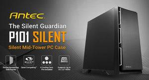 Antec P101 Silent ATX, E-ATX Case, 1x 5.25"Ext, 8x 3.5" HDD,  2x 2.5" SSD,  VGA up to 450mm, CPU Height 180mm. PSU 290mm. Two Years Warranty-0