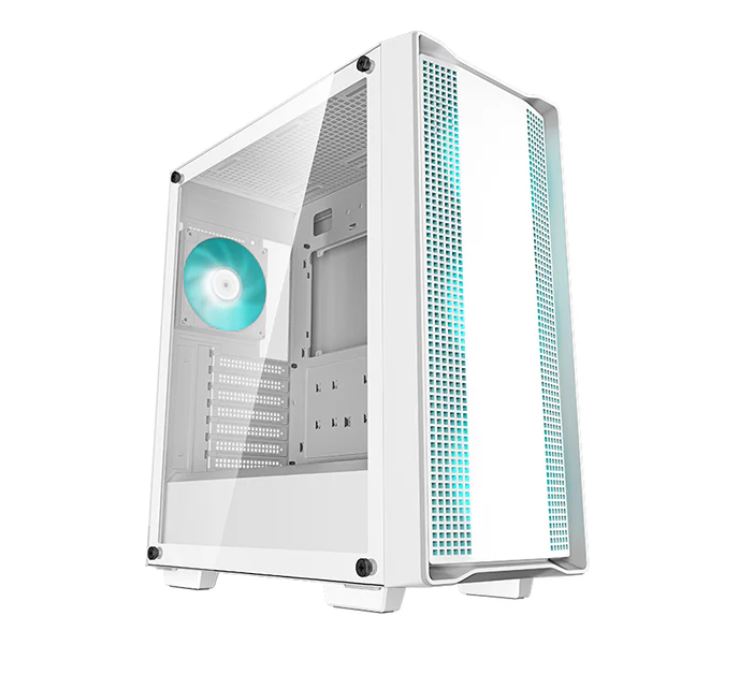 DeepCool CC560 White V2 Mid-Tower Computer Case, Tempered Glass Window, 4x Pre-Installed LED Fans, Top Mesh Panel, Support Up To 6x120mm or 4x140mm-0