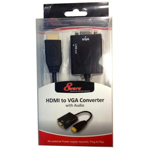 8Ware HDMI to VGA 19-pin to 15-pin Male to Female Converter without Power Adapter plus 3.5mm Stereo Audio Out-0