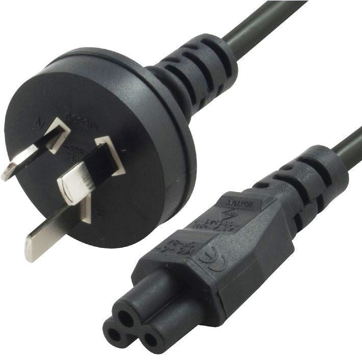 8ware AU Power Lead Cord Cable 2m - 3-Pin to Cloverleaf Plug IEC 320-C5 Mickey Type Black 240V 7.5A 3 core for Notebook/Laptop AC Adapter ~UPAT-IECM-1-0