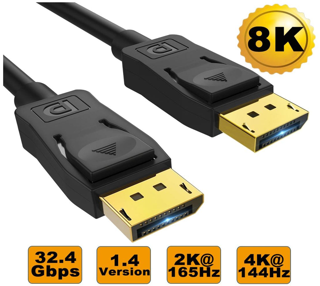 8Ware 3m Ultra 8K DisplayPort DP1.4 Cable - Male to Male Gold Plated 7680x4320 8K@60Hz 4K@144Hz 32.4Gbps UHD QHD FHD HDP HDCP HDTV HDR 28AWG-0
