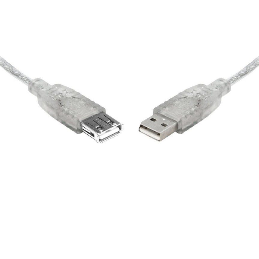 8Ware USB 2.0 Extension Cable 1m A to A Male to Female Transparent Metal Sheath Cable-0