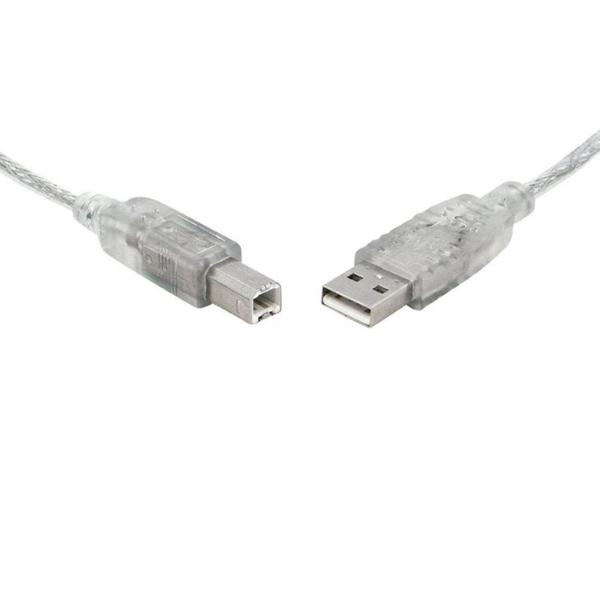 8Ware USB 2.0 Cable 1m Type A to B Male to Male Printer Cable for HP Canon Dell Brother Epson Xerox Transparent Metal Sheath UL Approved-0
