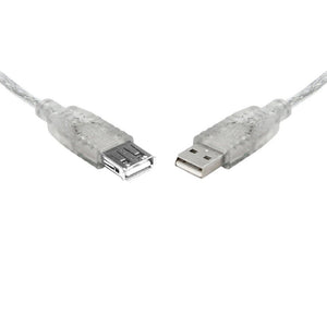 8Ware USB 2.0 Extension Cable 2m A to A Male to Female Transparent Metal Sheath Cable-0