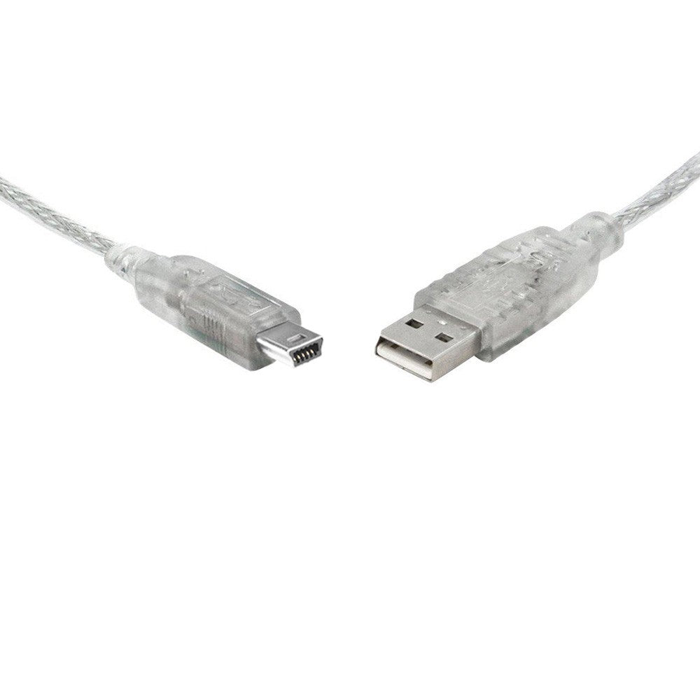8Ware USB 2.0 Cable 3m A to B 5-pin Mini Transparent Metal Sheath UL Approved-0
