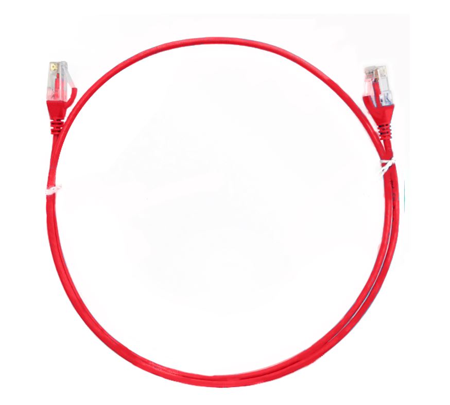 8ware CAT6 Ultra Thin Slim Cable 2m / 200cm - Red Color Premium RJ45 Ethernet Network LAN UTP Patch Cord 26AWG for Data-0