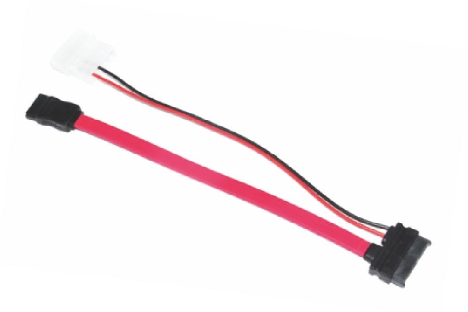 Astrotek Slim SATA Cable 30cm + 10cm 6 pins + 7 pins to 4 pins + 7 pins Red Colour-0