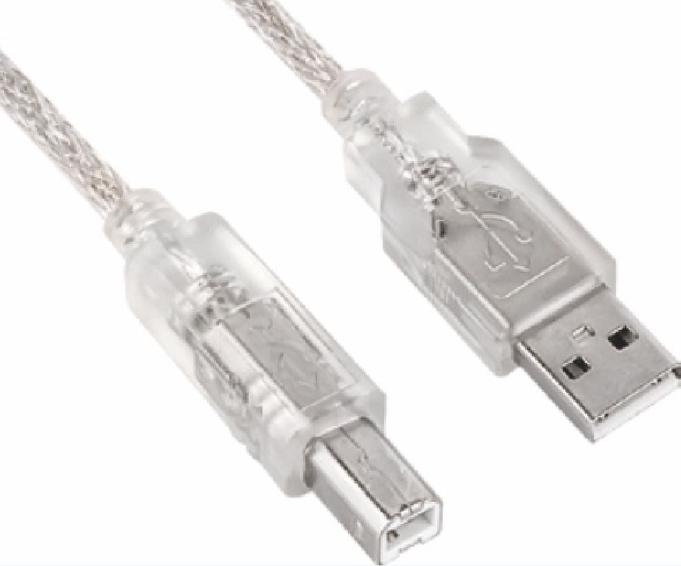 Astrotek USB 2.0 Printer Cable 2m - Type A Male to Type B Male Transparent Colour for HP Canon Epson Brother Xerox Lexmark Dell-0