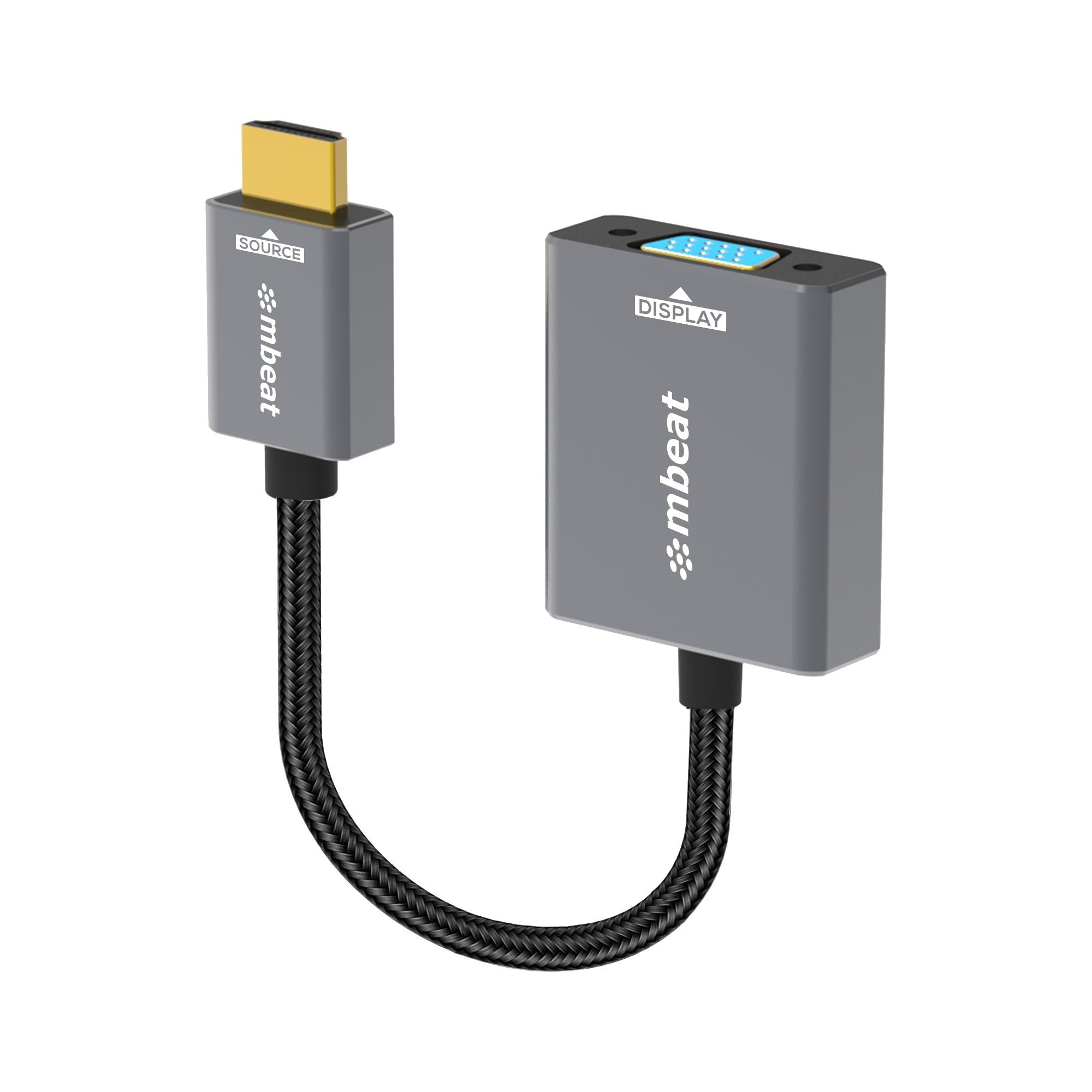 mbeat Tough Link HDMI to VGA Adapter  HDMI Support Version_ 2.1  Cable Length_ 15cm  Up to 1080p@60Hz (1920×1080).-0
