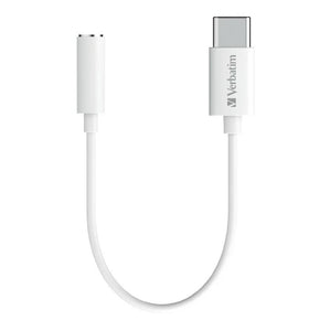 Verbatim USB-C to 3.5mm Headphone Jack 10cm - White-0