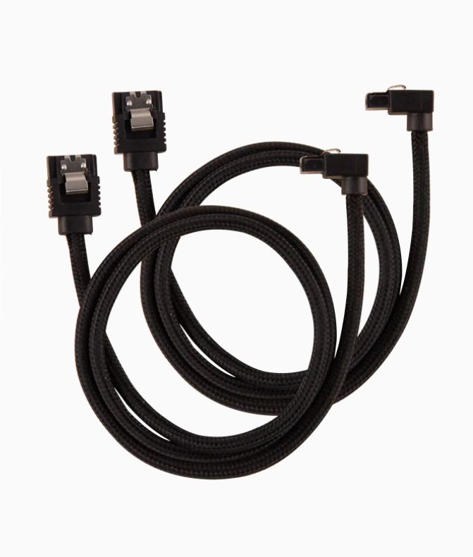 Corsair Premium Sleeved SATA 6Gbps 60cm 90° Connector Cable — Black-0