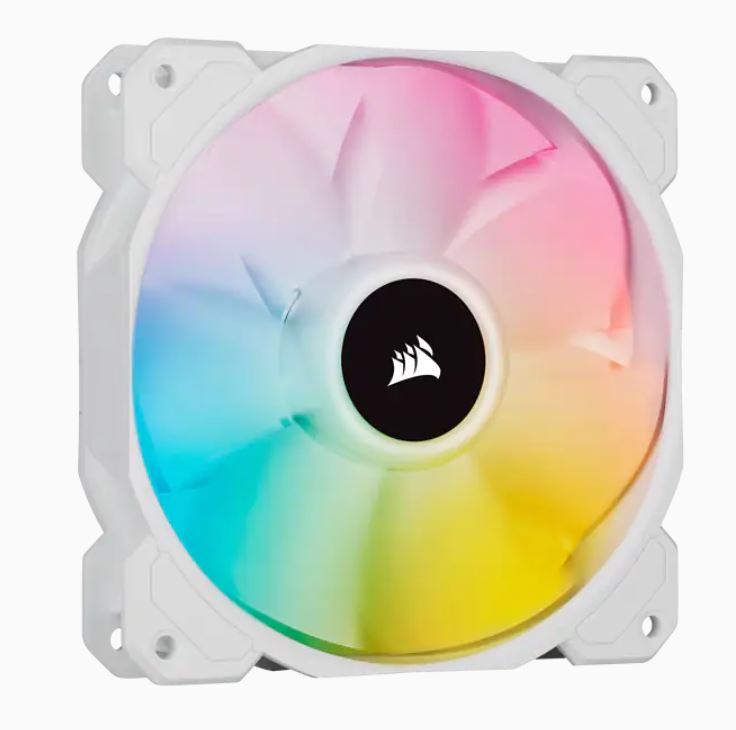 Corsair White SP120 RGB ELITE, 120mm RGB LED PWM Fan with AirGuide, Single Pack-0