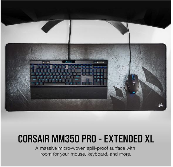Corsair MM350 PRO Premium Spill Proof Cloth Gaming Mouse Pad. Extended Extra Large Edition 930mm x 400mm x 5mm. Graphic Surface-0