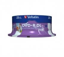 Verbatim DVD+R DL 8.5GB 25Pk White Wide Inkjet 8x-0