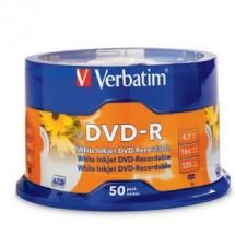 Verbatim DVD-R 4.7GB 50Pk White InkJet 16x-0
