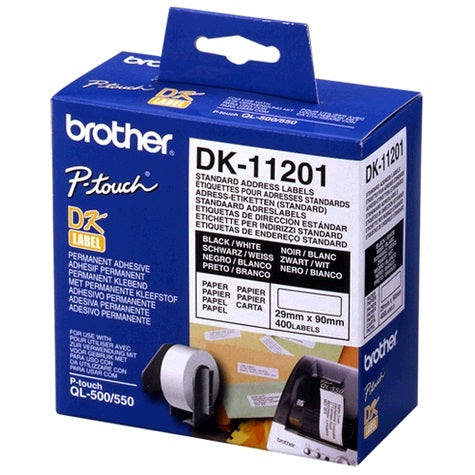 WHITE STANDARD ADDRESS LABELS, 29MM X 90MM 400 LABELS PER ROLL Brother White Standa-0