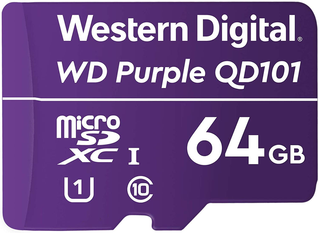 Western Digital WD Purple 64GB MicroSDXC Card 24/7 -25°C to 85°C Weather  Humidity Resistant for Surveillance IP Cameras mDVRs NVR Dash Cams Drones-0