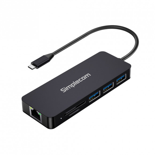 Simplecom CHN580 USB-C SuperSpeed 8-in-1 Multiport Hub Adapter Dock, 1x Gigabit Ethernet, 4K HDMI Output, 3x USB-A Ports, USB-C PD Charging-0