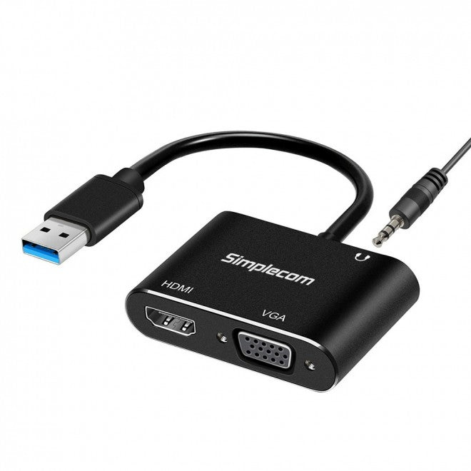 Simplecom DA316A USB to HDMI + VGA Video Card Adapter with 3.5mm Audio-0