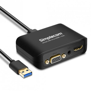 Simplecom DA326 USB 3.0 to HDMI + VGA Video Adapter with 3.5mm Audio Full HD 1080p - Works With NUCs-0