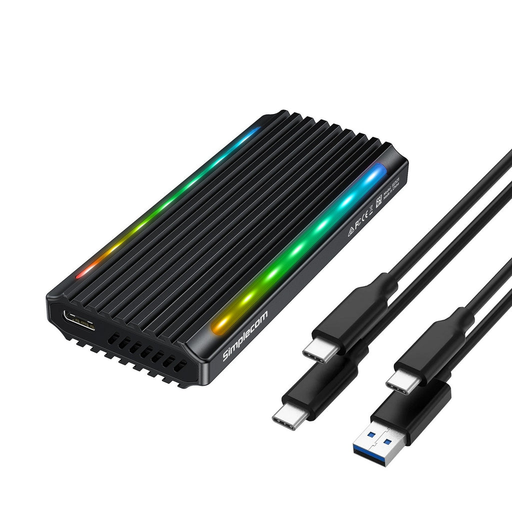 Simplecom SE525 NVMe / SATA M.2 SSD USB-C Enclosure with RGB Light USB 3.2 Gen 2 10Gbps-0