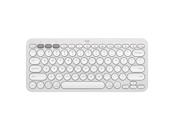 Logitech PEBBLE KEYS 2 K380S Slim, minimalist Bluetooth® Wireless Keyboard with customizable keys (Tonal White)-0