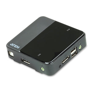 Aten Slim KVM Switch 2 Port Single Display DisplayPort w/ audio, Cables Included, Remote Port Selector,-0